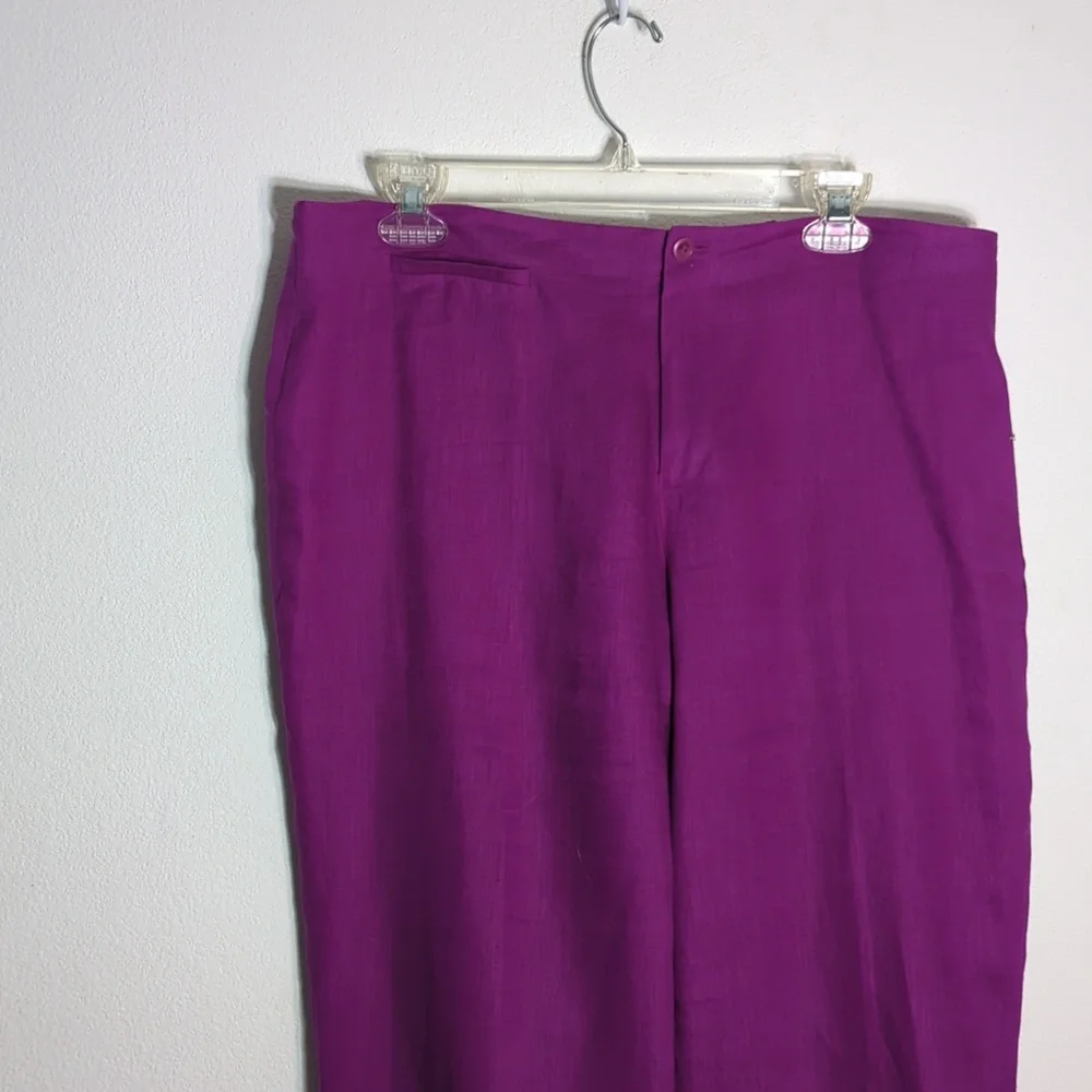 Nygard Womens Capri Top Set 100% Linen Fushia Pink Summer Beachy Plus‎ Size 14